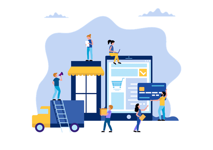 Na obrazku wielu ludzi wykonuje swoją pracę.